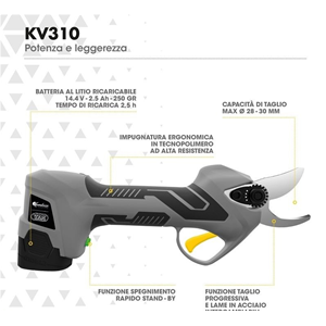 Sécateur Électrique Professionnel Kamikaze Kv310. Batterie 14,4 V. Sans  Câble. Ø 25 Mm. Comprend Une Mallette.